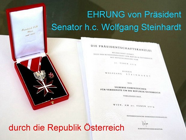 (Deutsch) Hohe Auszeichnung der Republik Österrich für Senator h.c. Wolfgang Steinhardt