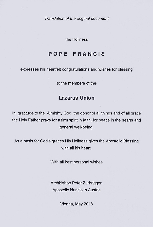 Segen von Papst Franciskus Übersetzung eng